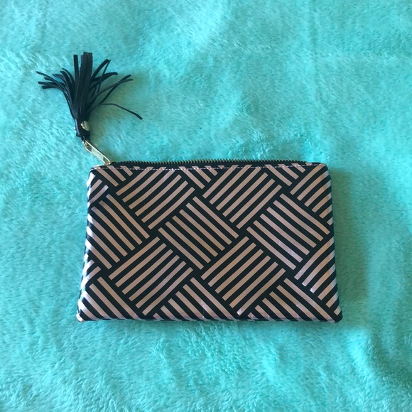 Stripped Clutch Bag with Tassel - Picture 1 of 5